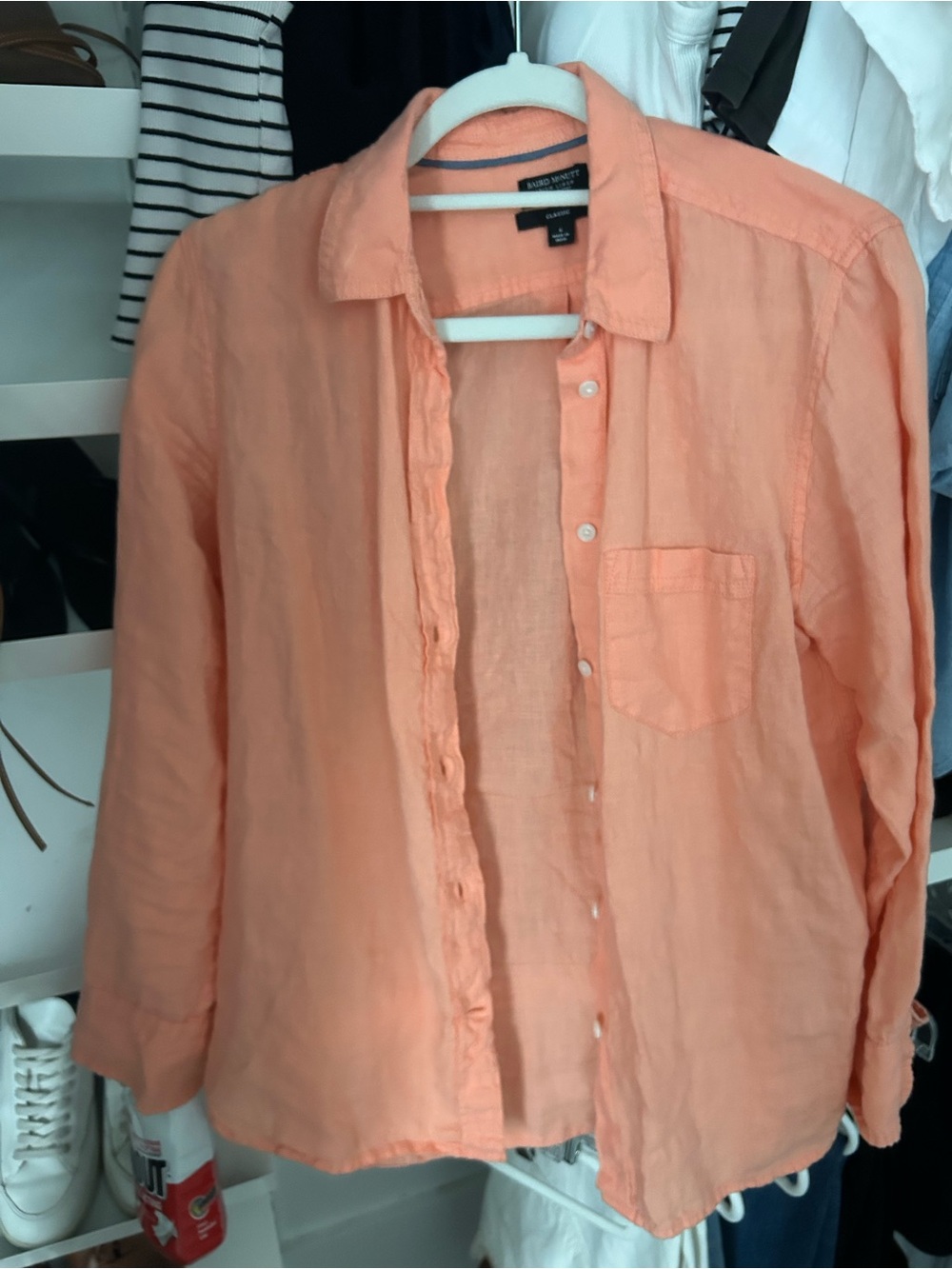 J.crew peach linen button down blouse size 6
